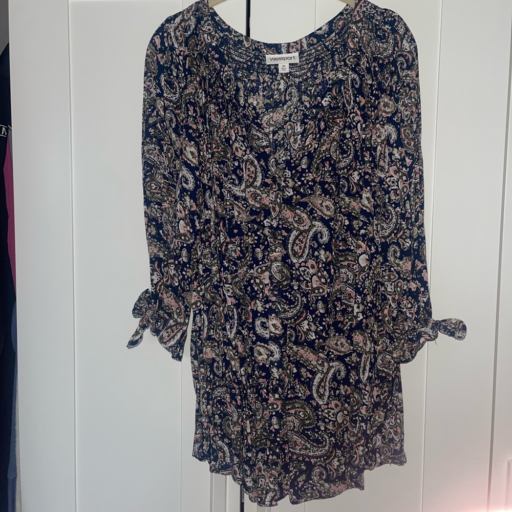 Westport Paisley Tunic - Navy and Cream